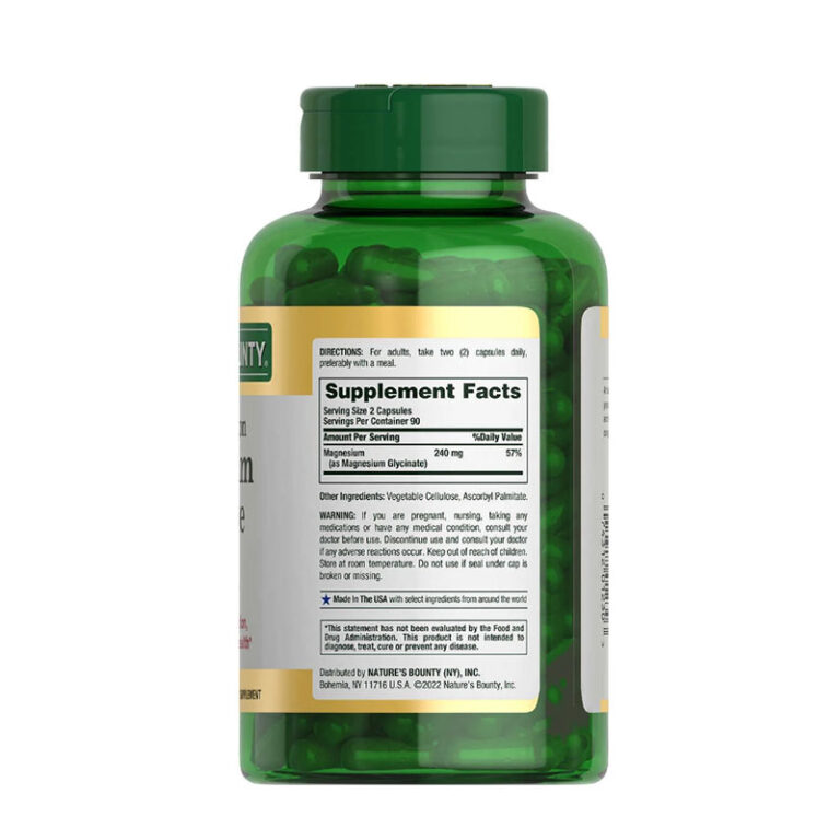 Nature's Bounty High Absorption Magnesium Glycinate 240mg - 180 Capsules