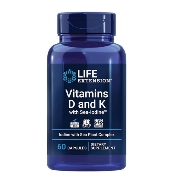 Life Extension Vitamins D and K with Sea-Iodine - 60 Capsules