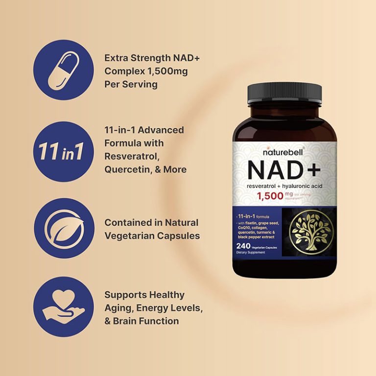 NatureBell NAD+ 1500mg Per Serving - 240 Veggie Capsules