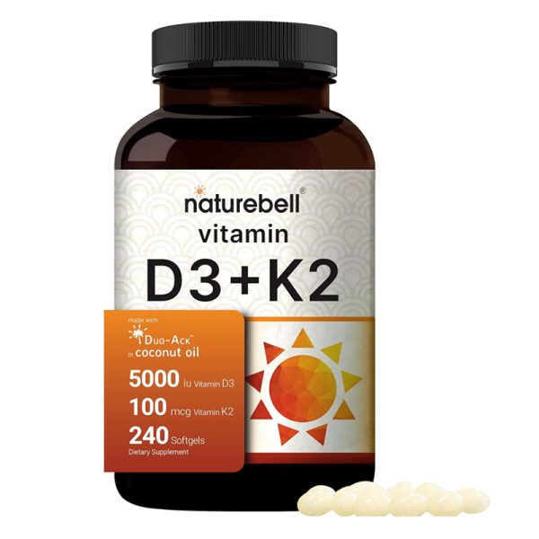 Naturebell Vitamin D3 (5,000 IU) + K2 (100 mcg) – 240 softgels