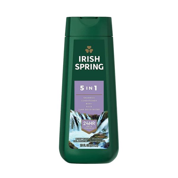 Irish Spring 5 in 1 Shampoo Conditioner Body Face 24hr Deodorizer - 591ml