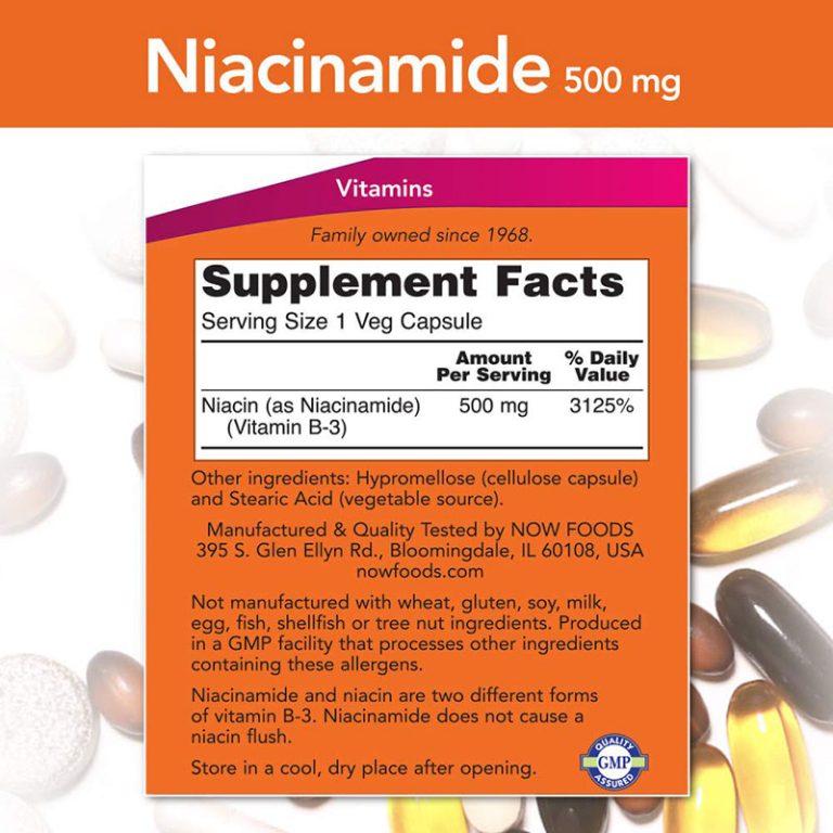 NOW Niacinamide 500mg - 100 Capsules