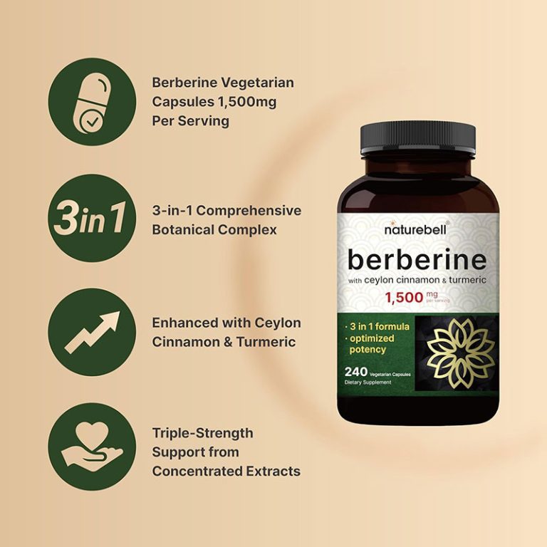 NatureBell Berberine Supplement 1500mg - 240 Veggie Capsules