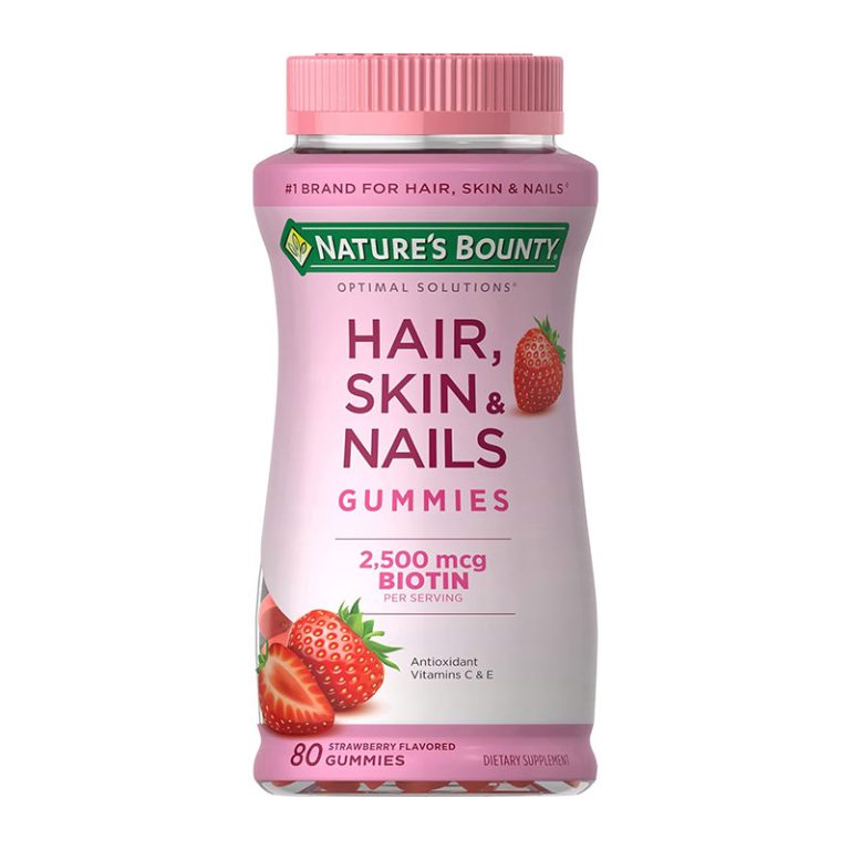 Nature's Bounty Hair, Skin & Nails Vitamin Gummies with Biotin, 2500 mcg, Strawberry, 80 Count