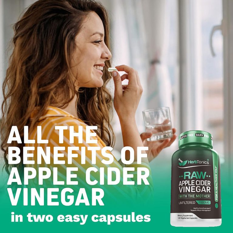 Herb Tonics RAW APPLE CIDER VINEGAR WITH THE MOTHER - 120 Vegetarian Capsules