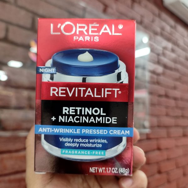 L'Oreal Revitallift Night Anti-Wrinkle Pressed Cream with Retinol + Niacinamide - 48gm