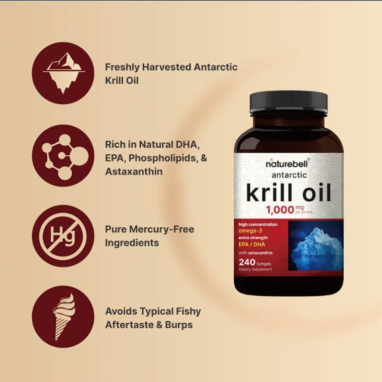 NatureBell Krill Oil 1000mg Supplement - 240 Softgels
