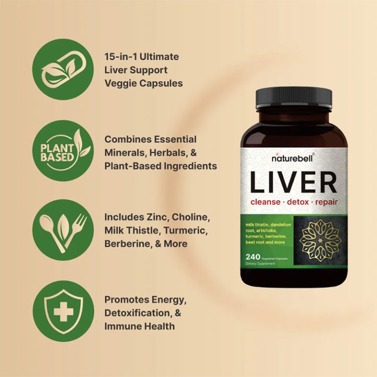 NatureBell Liver Cleanse Detox & Repair Supplement - 240 Veggie Capsules