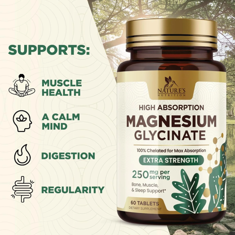 Nature's Nutrition High Absorption Magnesium Glycinate 250mg - 120 Tablets