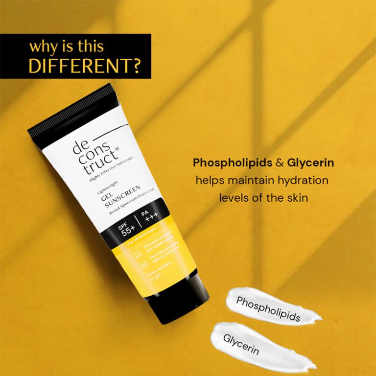 Deconstruct Gel Sunscreen for Oily Skin - SPF 55+ and PA+++ | Water Resistant Sunscreen (50ml)