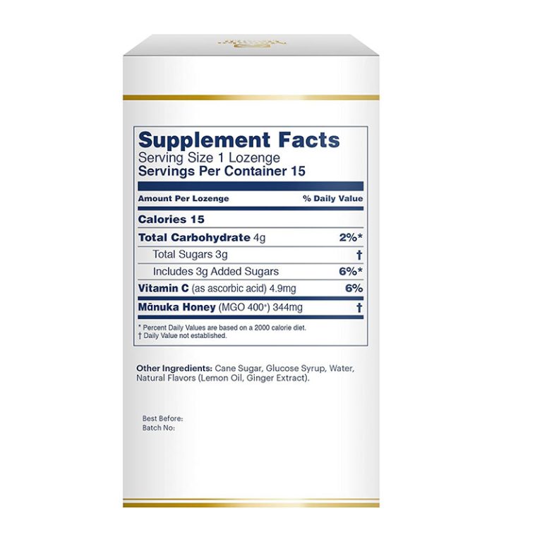 Manuka Health Honey Ginger & Lemon - 15 Pack 65gm