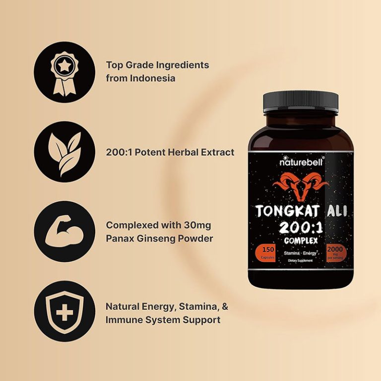 NatureBell Tongkat Ali 200:1 (Longjack) Extract - 150 Capsules