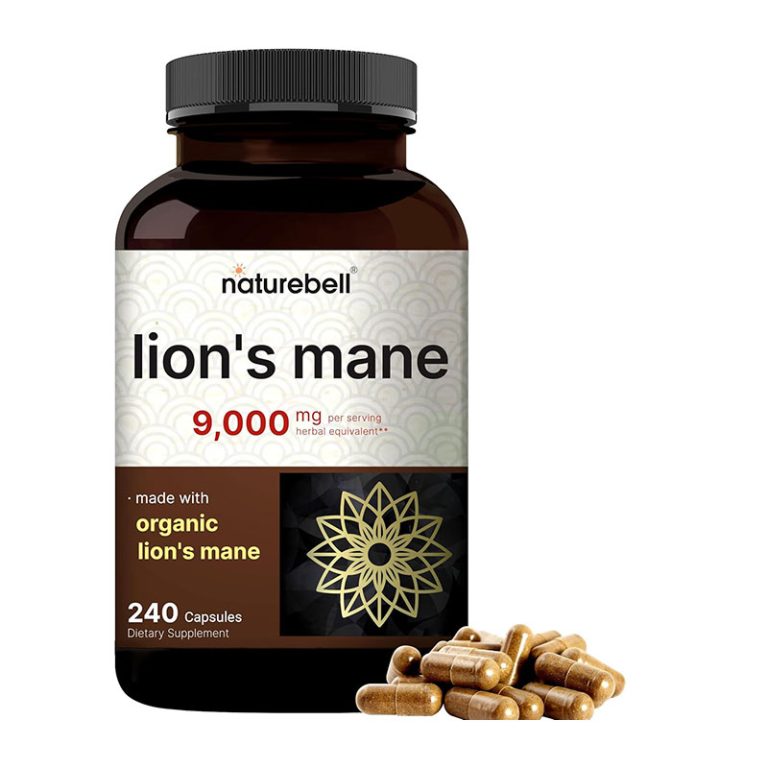 NatureBell Lions Mane Supplement 9000mg Per Serving - 240 Capsules