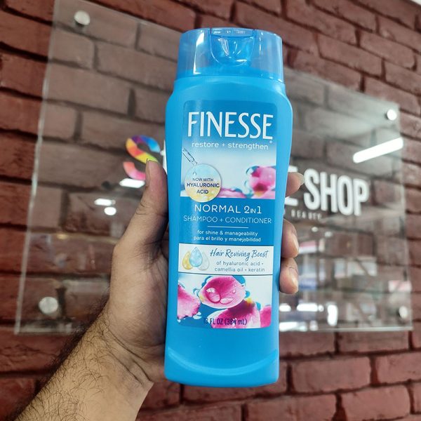 FINESSE Restore + Strengthen Natural 2in1 Shampoo+Conditioner With Hyaluronic Acid 384ml