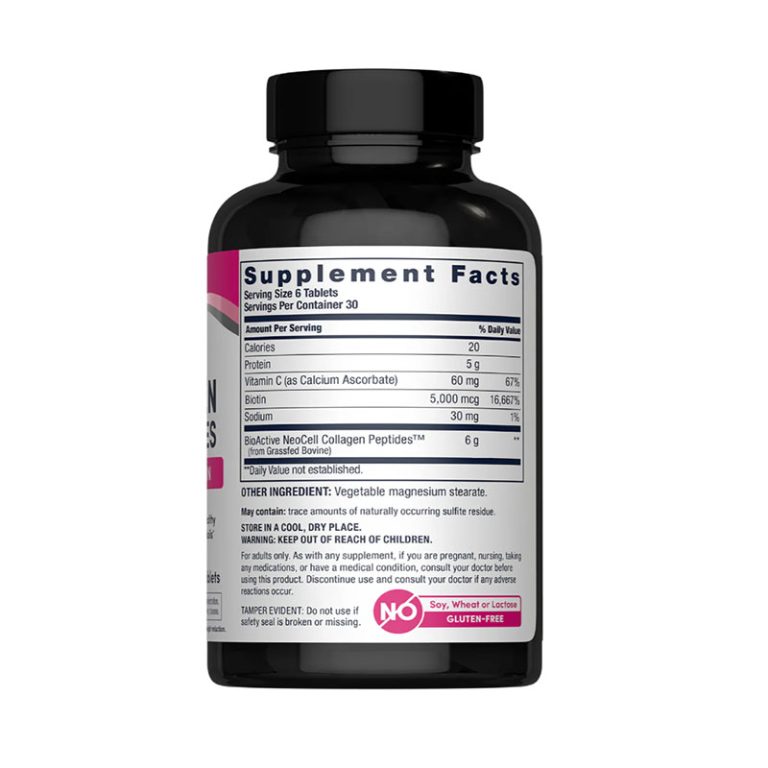 NeoCell Grassfed Collagen Peptides + C & Biotin 180 Caplets