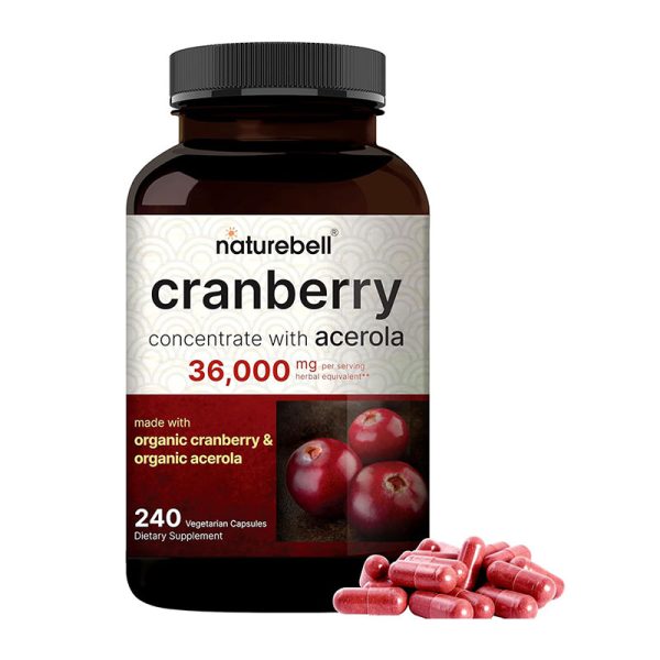 NatureBell Cranberry Pills 36,000mg with Acerola 240 Veggie Capsules