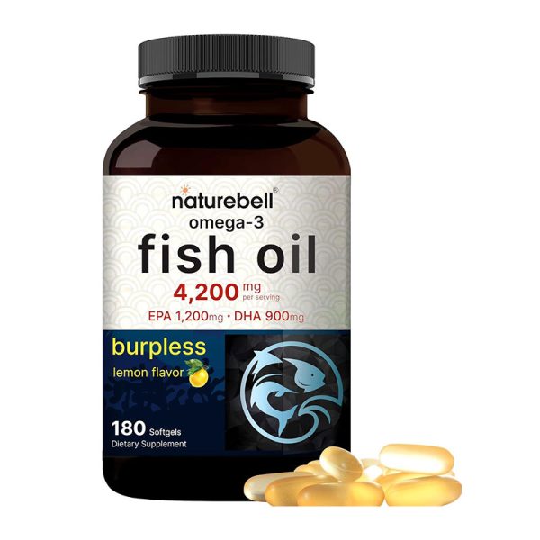 NatureBell Omega 3 Fish Oil 4200mg 180 Burpless Softgels