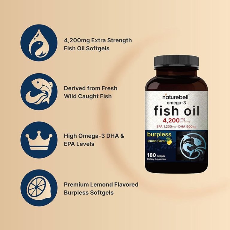 NatureBell Omega 3 Fish Oil 4200mg 180 Burpless Softgels