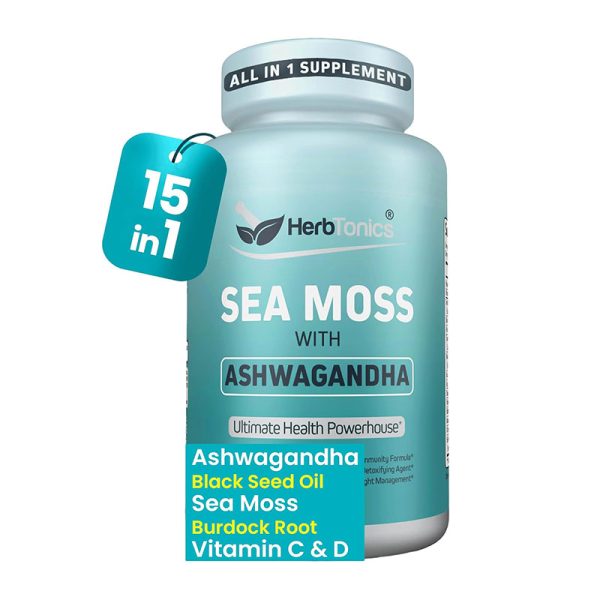 HerbTonics Sea Moss with Ashwagandha - 60 Vegetarian Capsules