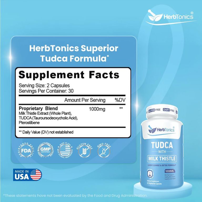 HerbTonics TUDCA with Milk Thistle - 60 Vegetarian Capsules