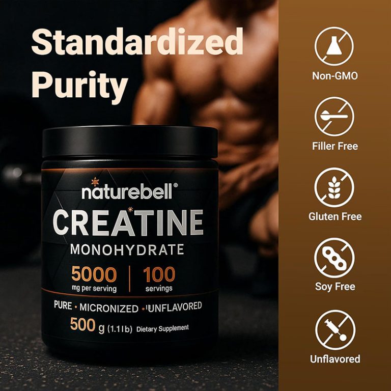 NatureBell Creatine Monohydrate Powder, 5000mg Per Serving - 500GM