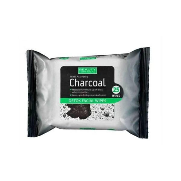 Beauty Formulas Detox Facial Wipes with Activated Charcoal 25 Wipes