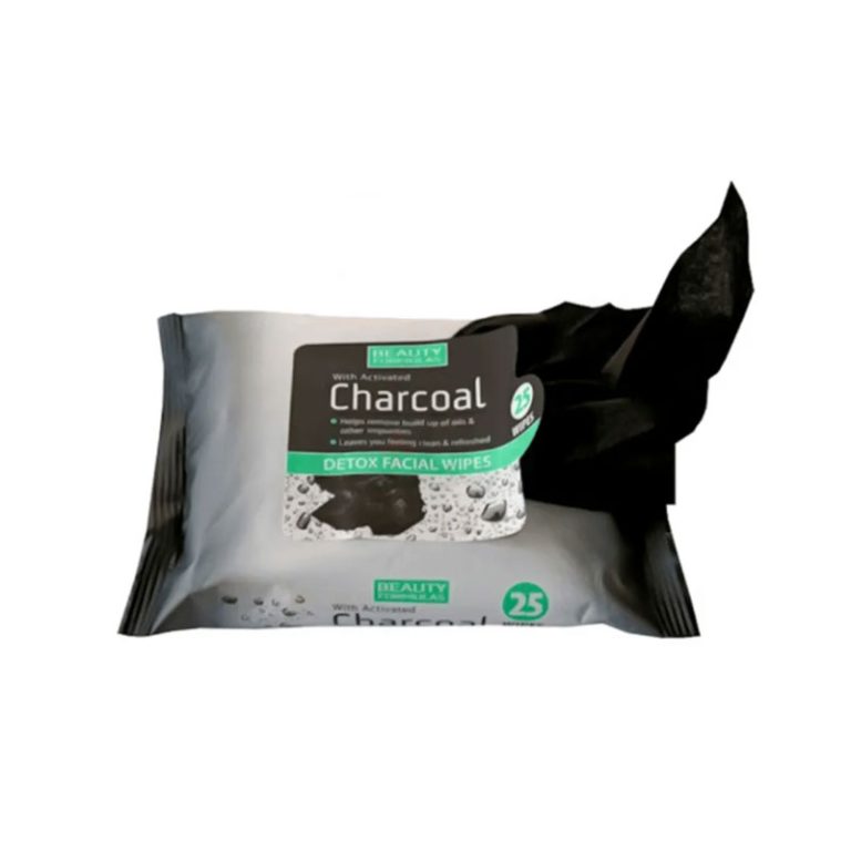 Beauty Formulas Detox Facial Wipes with Activated Charcoal 25 Wipes