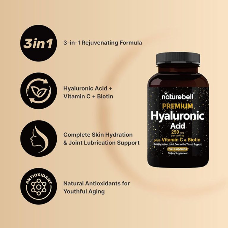 NatureBell Hyaluronic Acid Supplements 250mg - 240 Capsules