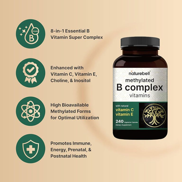 NatureBell Methylated B Complex Vitamins - 240 Veggie Capsules