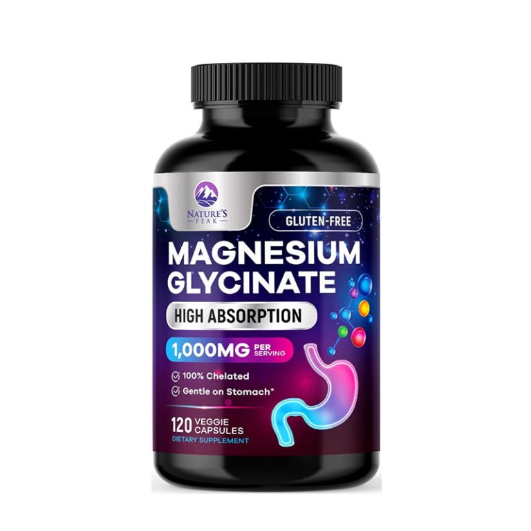 Nature's Peak Pure Magnesium Glycinate 1000 mg - Max Absorption Magnesium Supplement for Muscle, Heart, Bone, Energy and Nerve Health Support