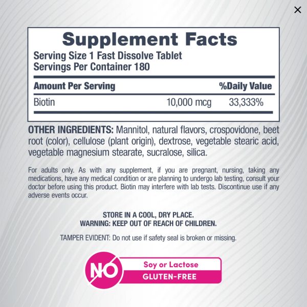 NeoCell Biotin 10000 MCG Fast Dissolve - 180 Tablets - SKINCARE SHOP
