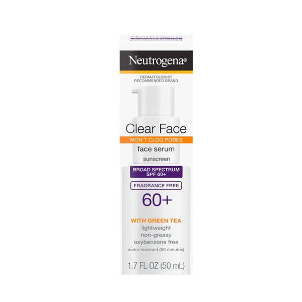Neutrogena Clear Face Serum Sunscreen With Green Tea Broad Spectrum SPF 60+ Fragrance Free - 50ml