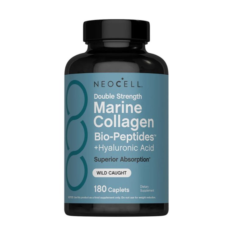 NeoCell Marine Collagen Bio-Peptides Double Strength + Hyaluronic Acid, 180 Caplets
