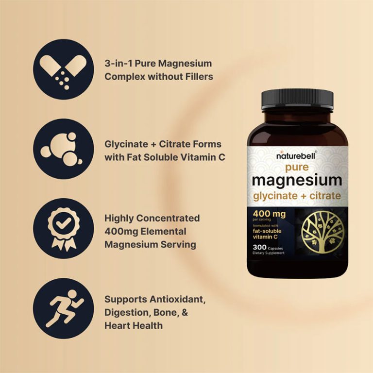 NatureBell Pure Magnesium Glycinate + Citrate 400mg - 300 Capsule