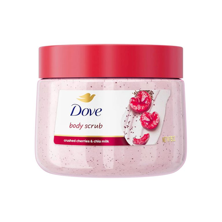Dove Cherry & Chia Milk Body Scrub Exfoliates and Deeply Nourishes for Smooth Radiant Skin - 425gm