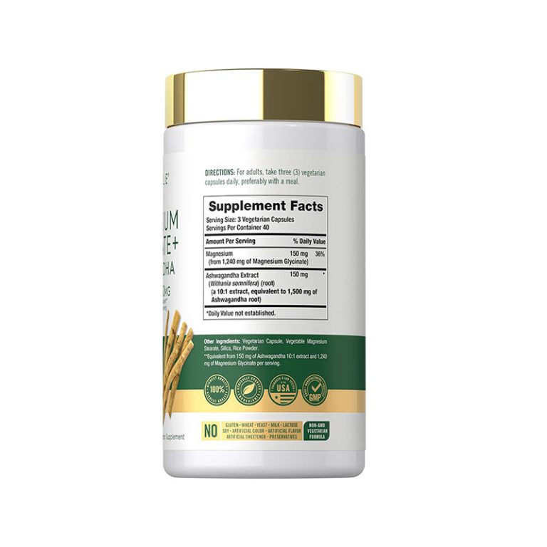 Carlyle Magnesium Glycinate with Ashwagandha | 120 Vegetarian Capsules