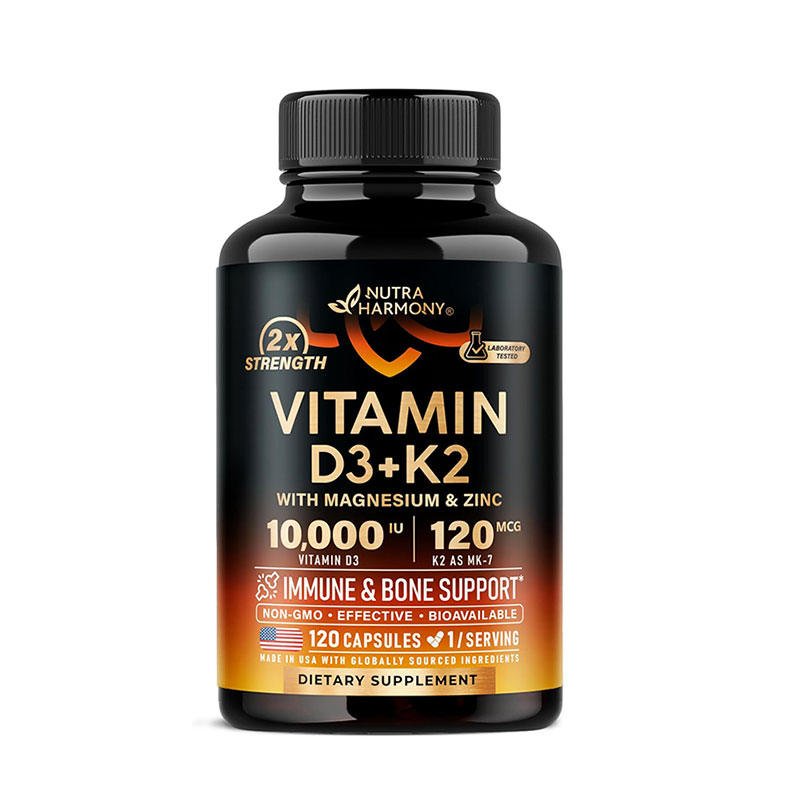 NUTRAHARMONY-Vitamin-D3+K2-with-Magnesium-Zinc-&-Vitamin-C-&-B12---120-Capsules-0 NUTRAHARMONY Vitamin D3+K2 with Magnesium Zinc & Vitamin C & B12 - 120 Capsules