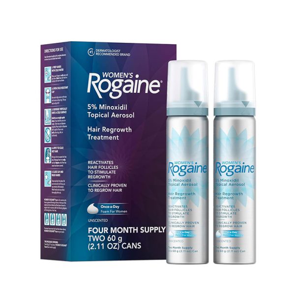 Rogaine Women's 5% Minoxidil Topical Aerosol Hair Regrowth Treatment 60g Two Cans