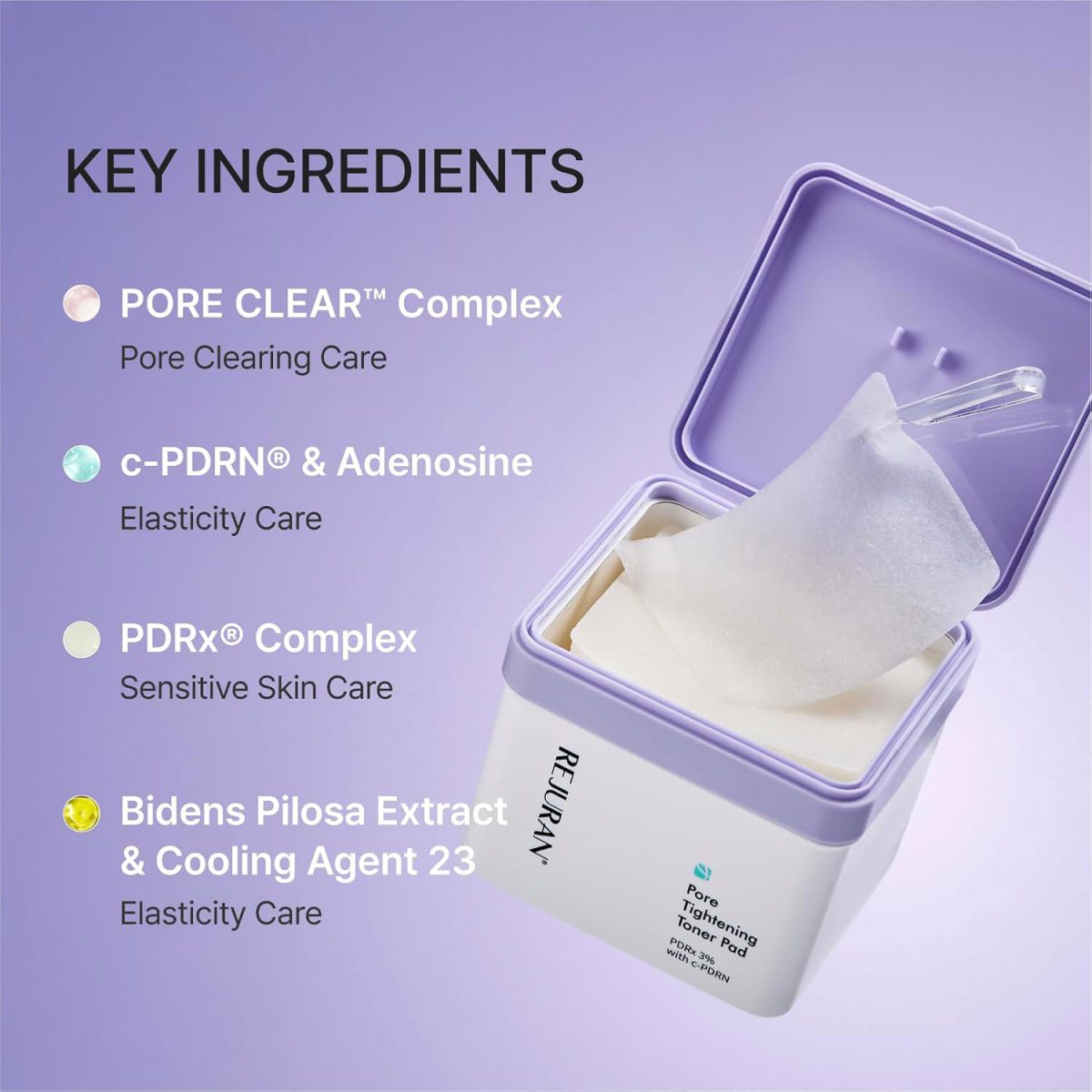 REJURAN Pore Tightening Toner Pads PDRx 3% & c-PDRN - 60 Pads